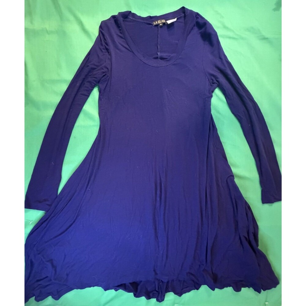 LA Class Purple Flare Dress Long Sleeve Size XL